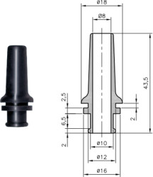 Cable grommet, cable Ø 8 mm, L 43.5 mm, PVC, black, 01340010010