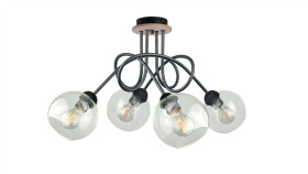 Lampa Sufitowa Nowoczesna 4Xe27 Evie Black/Wood