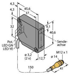 Fotokomórka refleksyjna laserowa Turck PD45VP6LLPQ 3058622 1 szt.