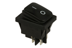 Przełącznik; klawiszowy (kołyskowy); A-KCD4-B; OFF-(ON); 2 tory; czarny; bez podświetlenia; monostabilny; bistabilny; konektory