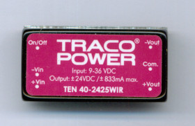 PRZETWORNICA NAPIĘCIA TEN 40-2425WIR DC-DC 9-36VDC 40W 833mA izolowana TRACO POWER DEMONTAŻ (MOD-TEN40-2425WIR)