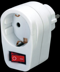 Earthed plug adapter, with switch