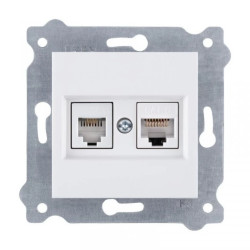 Gniazdo komputerowe kat.6 + gniazdo telefoniczne ( Kat. 6, Kat. 3, RJ45, RJ11 ) Biały 256/01