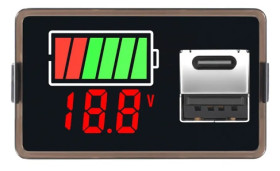 WSKAŹNIK NAŁADOW. AKUMULATOR 12V-72V Li-ion Li-FePO4 ŁADOWARKA USB-A USB-C (MIER-49035)