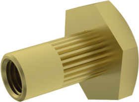 Press-in nut, M3, W 9 mm, H 10.5 mm, outer Ø 4.7 mm, brass, 002.90.934
