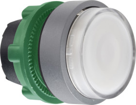 Pushbutton, for universal LED, illuminable, waistband round, white, front ring light gray, mounting Ø 22 mm, ZB5AW313C0
