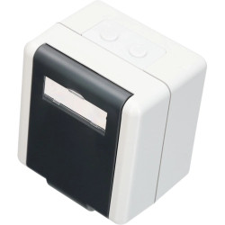Surface mount box, 2 x Keystone module, (W x H x D) 76.3 x 81.4 x 58.2 mm, gray/black, 1800-02-IP44-1