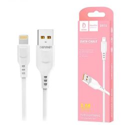 KABEL USB IPHONE DENMEN 1M BIALY