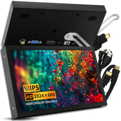 MONITOR 7" LCD uniwersalny ekran przenośny 1024 x 600 px IPS / PLS HDMI, AV, VGA