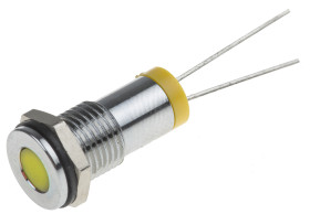 Lampka kontrolna do montażu panelowego 2V dc, Żółta 8mm LED Chrom RS PRO