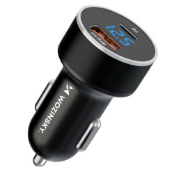 Ładowarka USB samochodowa 36W Wozinsky USB/USB-C, Woltomierz