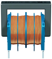 Dławik sieciowy 100 mH 350mA Promieniowe -30 → +50% Wtyczka PC 4.5Ω Rdc rdzeń ferrytowy