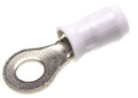 Zacisk oczkowy rozmiar przewodu 2.15mm² Ø , M4 izolowany średnica wew 4mm Biały TE Connectivity