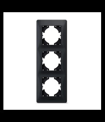 Ramka 3 gang vertical black graphite VIDEX BINERA