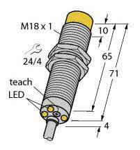 Turck Czujnik indukcyjny nie podtynkowy PNP, Zamykający DTNI12U-M18E-AP4X3