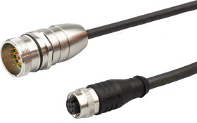 VK03E275, kabel połączeniowy, 0,3 m, żeński M12 (gniazdo) 8-pinowy prosty, męski M23 (złącze) 12-pinowy prosty