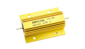 Rezystor do montażu w obudowie 47 Ω 100 W ±5 % Arcol HS100 47R J +100 ppm/°C Drutowe Osiowe