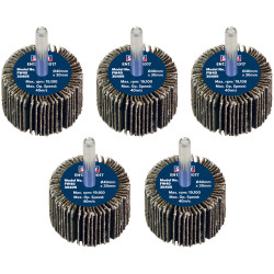 Sealey FW4030405 40 x 30mm Abrasive Flap Wheel on 6mm Shaft 40Grit - Pack of 5