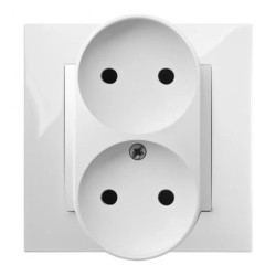 CARLA Gniazdo podwójne b/u 2x2P mod bez ramki białe 1744-10