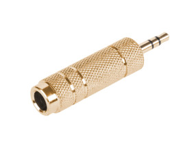 Przejście JACK wtyk 3.5mm - gniazdo 6.3mm stereo złocone