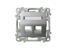 SZAFIR Obudowa gniazda podwójnego typu Keystone skośna srebro GPK-2ZS/p/18 OSPEL