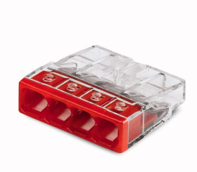 Szybkozłączka 4x 0,5-2,5mm2 transparentna/czerwona 2273-204, 2273-204/995-020 /opak. 20szt/