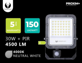 Naświetlacz LED PROXIM+ 30W 4000K 4500lm PIR 230V IP65 Forever Light 150lm/W 5 LAT GWARANCJI