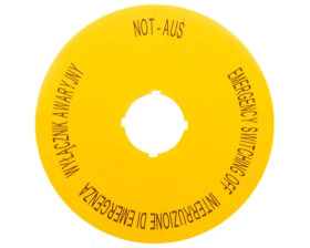 Tabliczka opisowa żółta okrągła 90mm PL, GB, DE, I M22-XAK5 167641