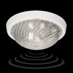 7070T-ALFA/MS/PL. oprawa oświetleniowa z mikrofalowym czujnikiem ruchu. 75W. E27. IP44. IK10. poliwęglan przeźroczysty A2210-P-H