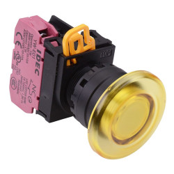 YW1L-A4E01Q3Y Yellow 12V illuminated 22mm Mushroom Maintained Push Button Switch NC IP65 IDEC