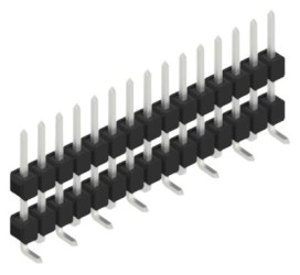 Pin header, 15 pole, pitch 2.54 mm, angled, black, 10051785