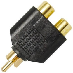 Przejście Adapter Audio do Subwoofera 1x RCA Cinch (wtyk) / 2x RCA Cinch (gniazdo) pozłacany czarny