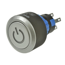 Przełącznik LAS-1-A-W-Y-11-ZT/B BLUE ON-ON srebrny podśw.LED12V