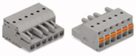Socket header, 3 pole, pitch 5 mm, angled, gray, 2231-103/026-000/133-000