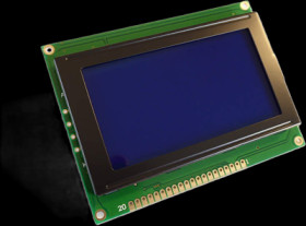 Graphic display, 128 x 64 character, STN blue, viewing area: 71.7 x 39 mm, DEM 128064A SBH-PW-N