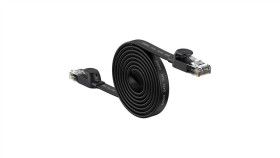 Baseus Speed Six Kabel Sieciowy Płaski Rj45 1000Mbps 2M Czarny (Wkjs000101)