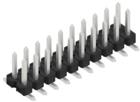 Pin header, 20 pole, pitch 2.54 mm, angled, black, SLLP6SMD05120ZPS