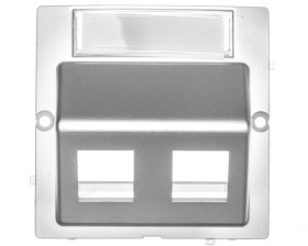 Simon Basic Pokrywa gniazd teleinformatycznych na Keystone skośna srebrny mat BMGKS2P/43