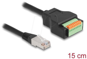 66063 RJ45 cable Cat.5e male > terminal block, push button, 15 cm