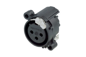 XLR panel socket, 3 pole, gold-plated, plastic, NC3FAH2-DA