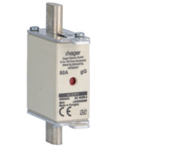 Wkładka bezpiecznikowa nożowa NH00 wskaźnik podwójny uchwyt nieizolowany gG 80A 690VAC LNH00080M6 HAGER