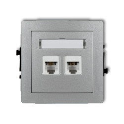 DECO Gniazda telefoniczne podwójne 2xRJ11, 4-stykowy, beznarzędziowe srebrny metalik 7DGT-2