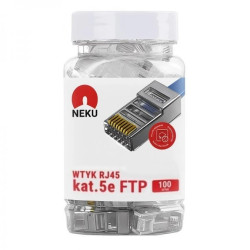 Wtyk modularny RJ45 8P8C kat.5e ekranowany FTP uniwersalny drut linka NEKU opakowanie SŁOIK 100szt.