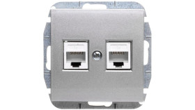 Sentia Gniazdo Komputerowe Podwójne Rj45 Kat.5E Srebrny Połysk 1449-56