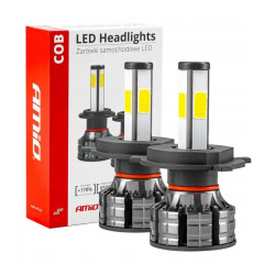 Żarówka LED H4 - zestaw oświetleniowy AMIO H4 COB 12/24V 38W 6500K / AMIO-02843