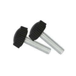 Pokrętło radełkowane M4x16mm czarne, śruba z łbem bakelit
