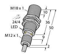 Czujnik indukcyjny Turck BI8U-EM18WD-AN6X, 10 - 30 V, 1 szt.