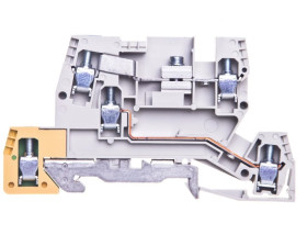 Zacisk piętrowy potrójny 4mm2 poliamidowy szary KXA04I1