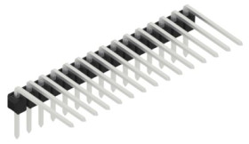 Pin header, 15 pole, pitch 2.54 mm, angled, black, 10080316