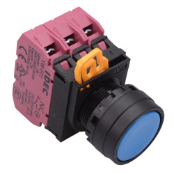YW1B-A1E03S Blue 22mm Maintained Push Button Switch 3NC IP65 IDEC